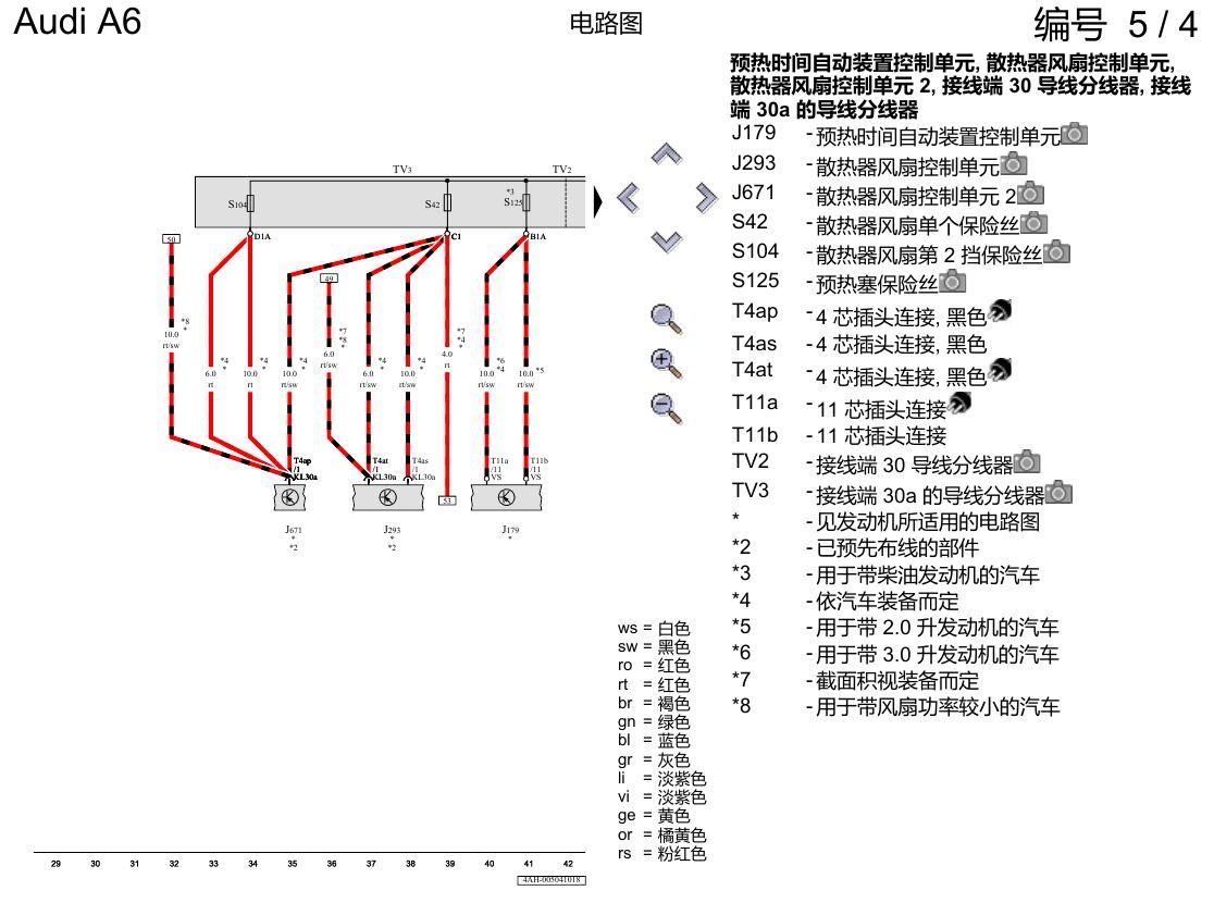 奥迪A6 C8 电路图 保险丝配置 , (L0L) 电路图
