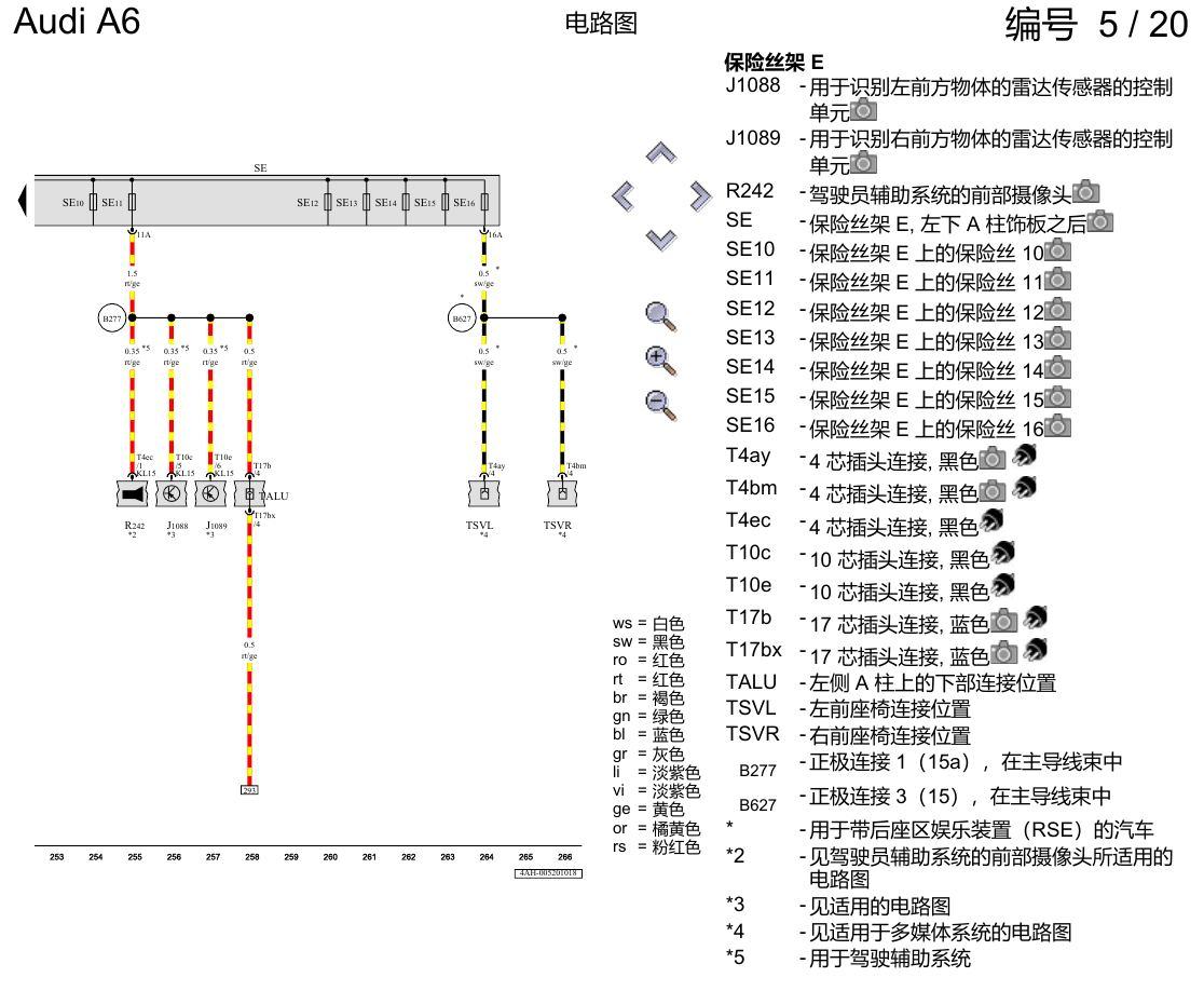 奥迪A6 C8 电路图 保险丝配置 , (L0L) 电路图