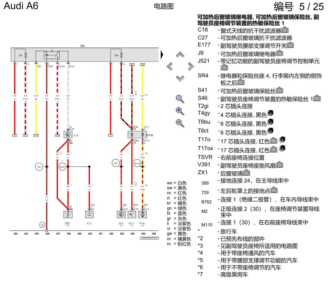 奥迪A6 C8 电路图 保险丝配置 , (L0L) 电路图