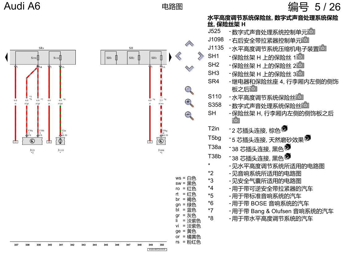 奥迪A6 C8 电路图 保险丝配置 , (L0L) 电路图