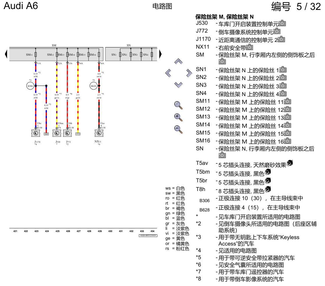 奥迪A6 C8 电路图 保险丝配置 , (L0L) 电路图