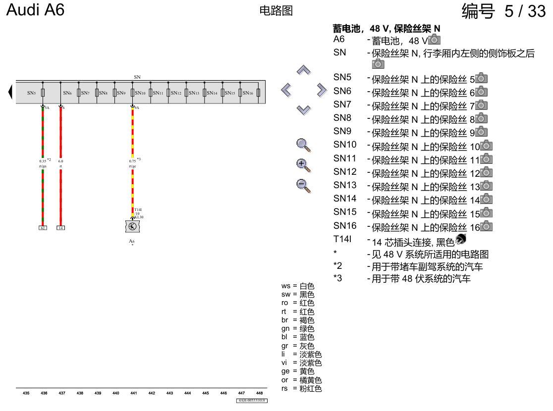 奥迪A6 C8 电路图 保险丝配置 , (L0L) 电路图