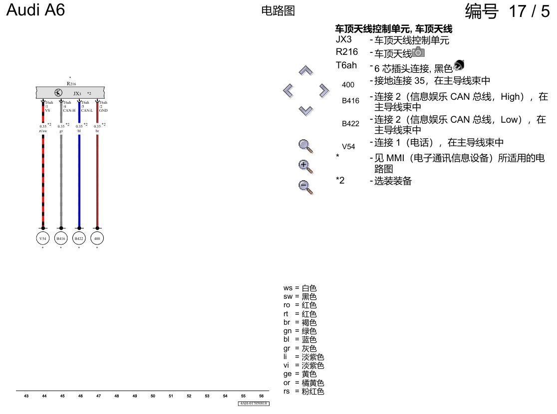 奥迪A6 C8 电路图 全景摄像头 , (KA6) 电路图