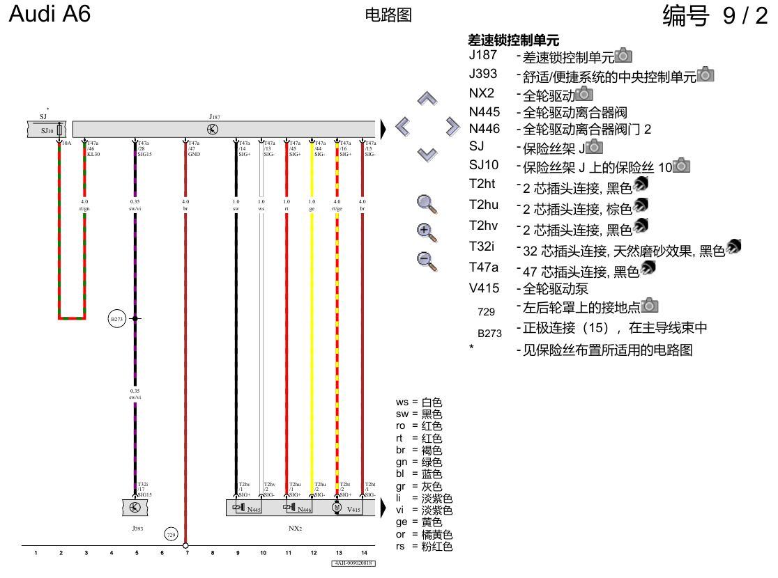 奥迪A6 C8 电路图 全轮驱动 , (GH2) 电路图