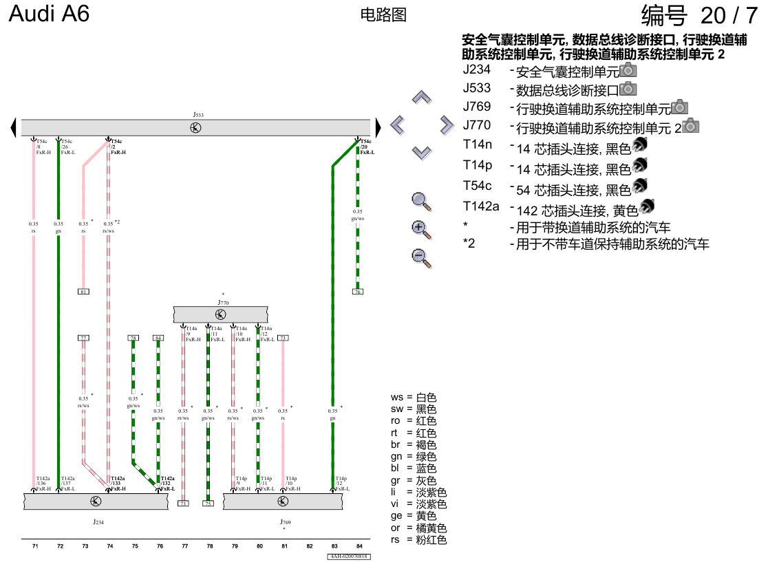 奥迪A6 C8 电路图 数据总线联网(FlexRay 总线) 电路图