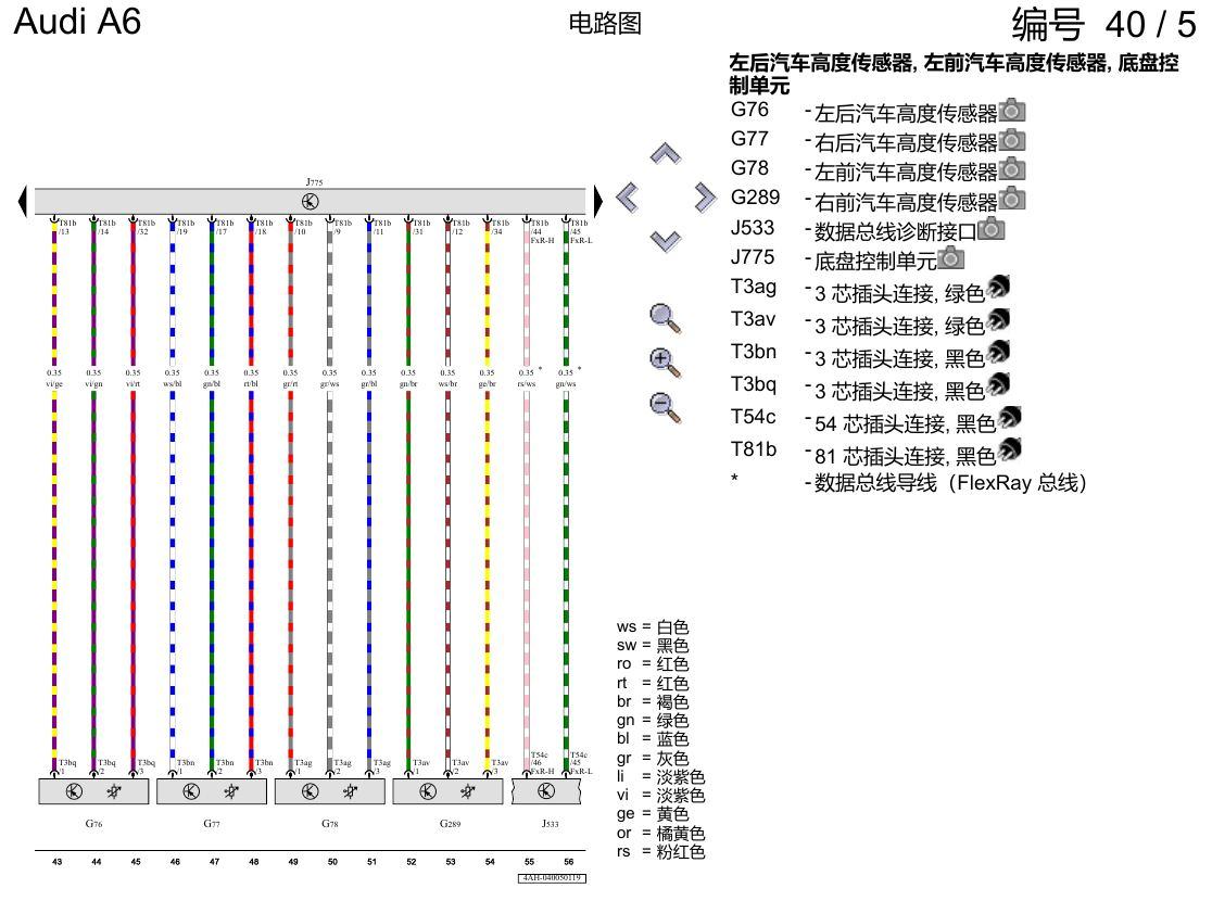 奥迪A6 C8 电路图 水平高度调节系统 , (1BK),(2MA) 电路图