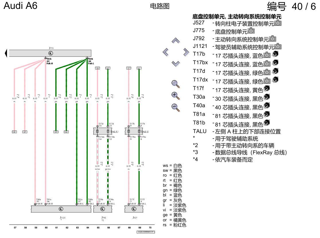 奥迪A6 C8 电路图 水平高度调节系统 , (1BK),(2MA) 电路图