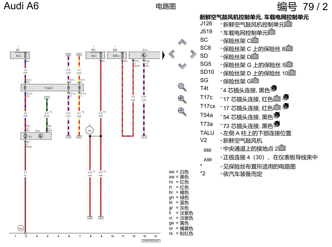 奥迪A6 C8 电路图 空调器 , (KH5) 电路图