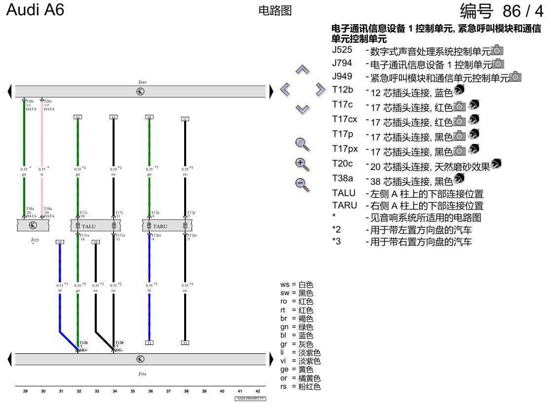 奥迪A6 C8 电路图 紧急呼叫模块 , (IV1),(IV2),(IV3),(IV4),(IV5),(IV6),(IV7),(IV8) 电路图