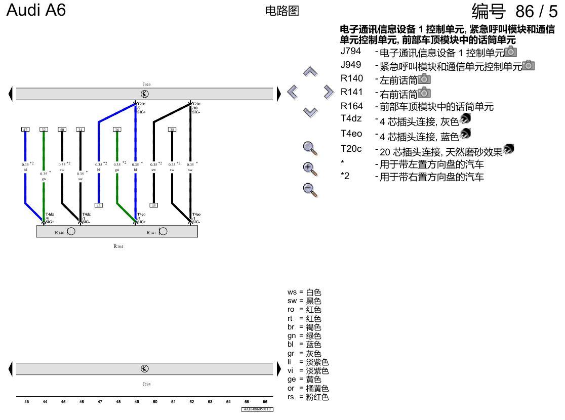 奥迪A6 C8 电路图 紧急呼叫模块 , (IV1),(IV2),(IV3),(IV4),(IV5),(IV6),(IV7),(IV8) 电路图