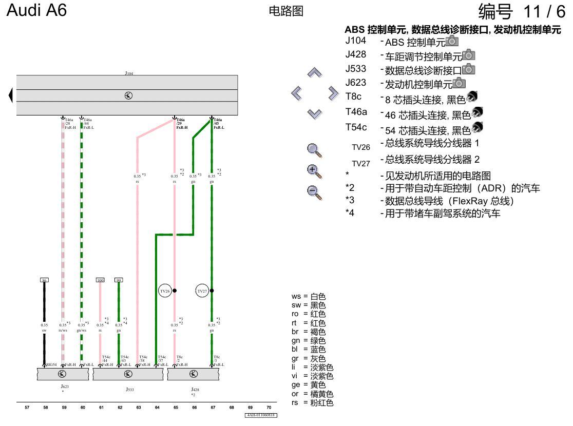 奥迪A6 C8 电路图 防抱死制动系统(ABS) 电路图