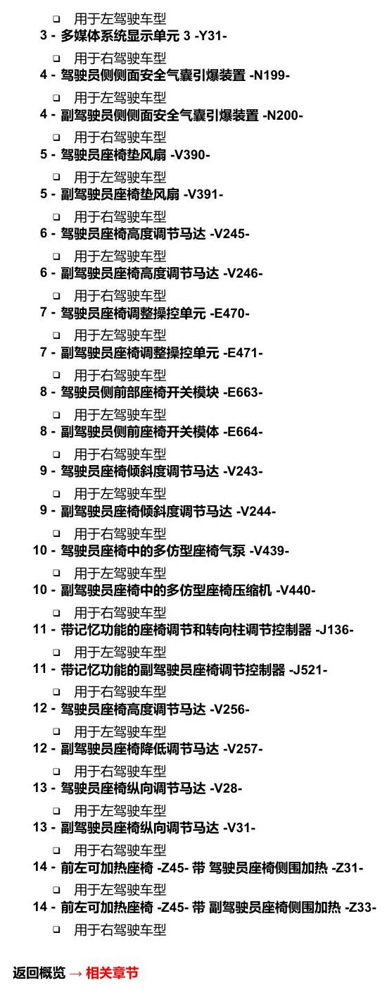 奥迪A8 D5 安装位置 汽车中部 电路图