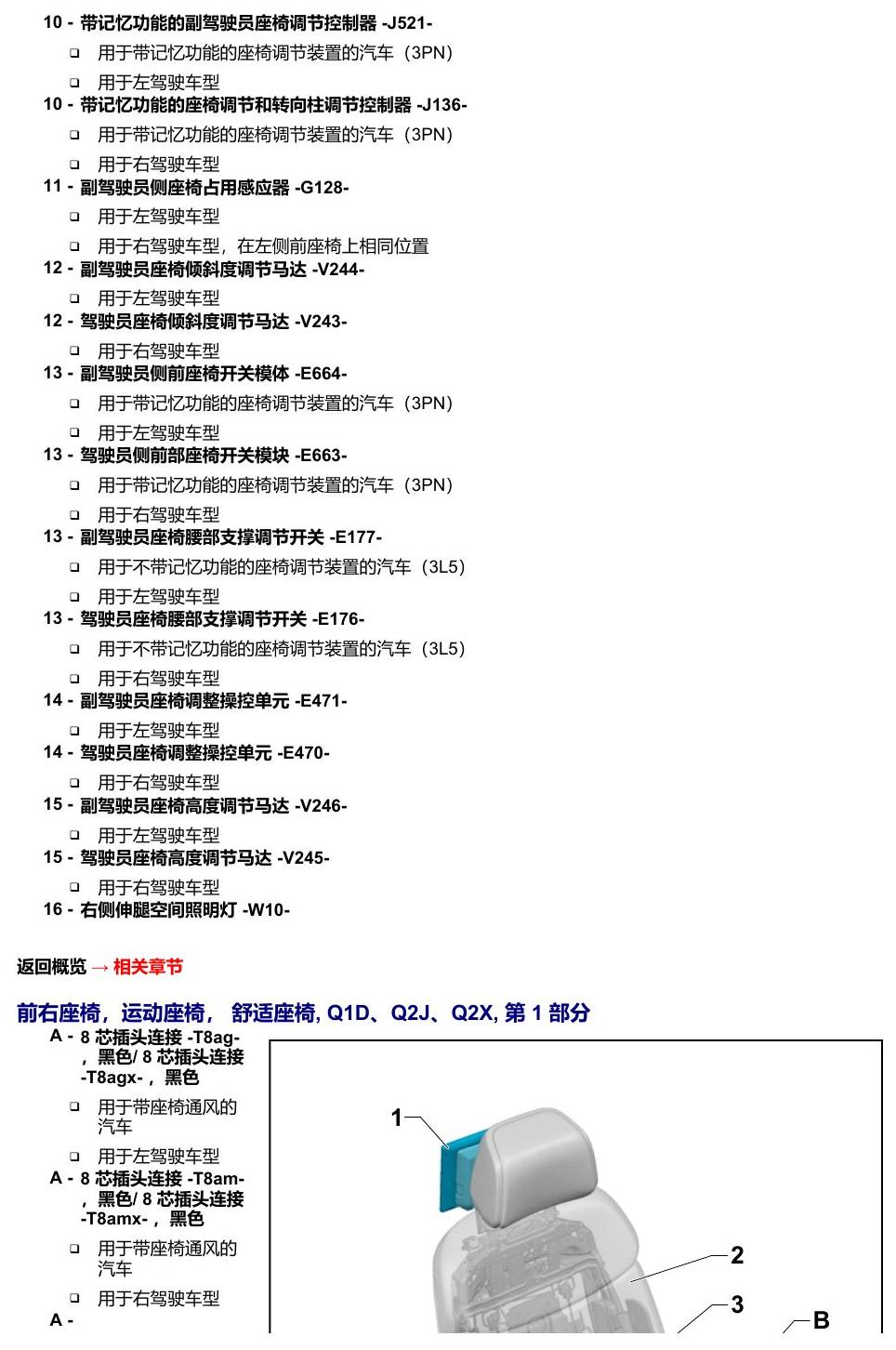 奥迪A8 D5 安装位置 汽车中部 电路图
