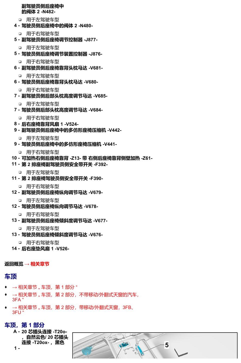 奥迪A8 D5 安装位置 汽车中部 电路图
