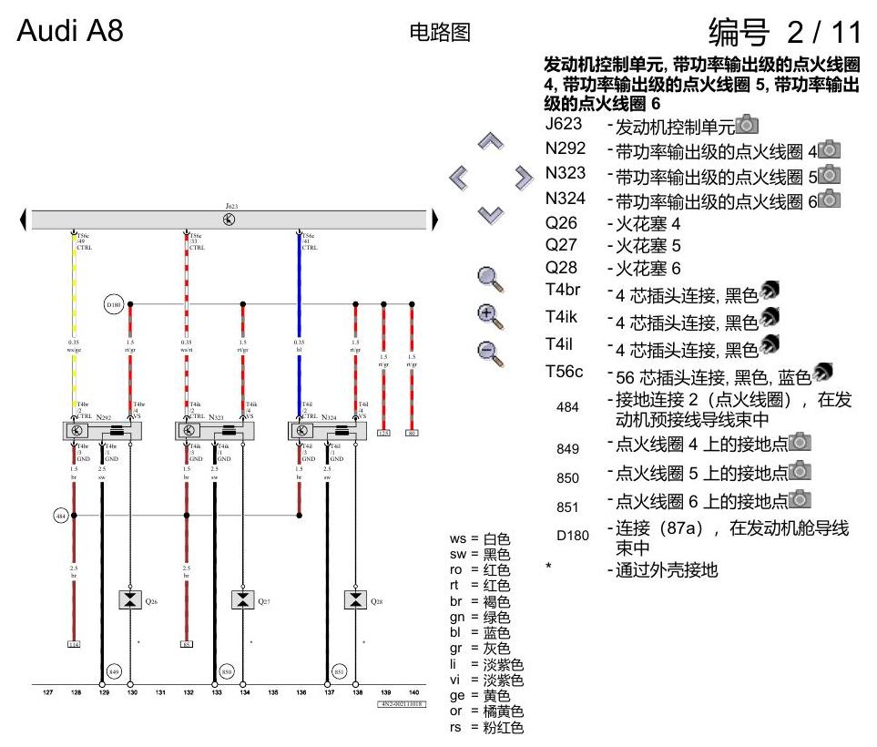 奥迪A8 D5 电路图 3.0 升汽油发动机 , CZSE,CZSA 电路图