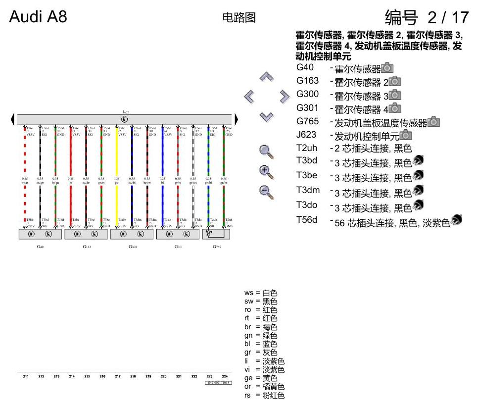 奥迪A8 D5 电路图 3.0 升汽油发动机 , CZSE,CZSA 电路图