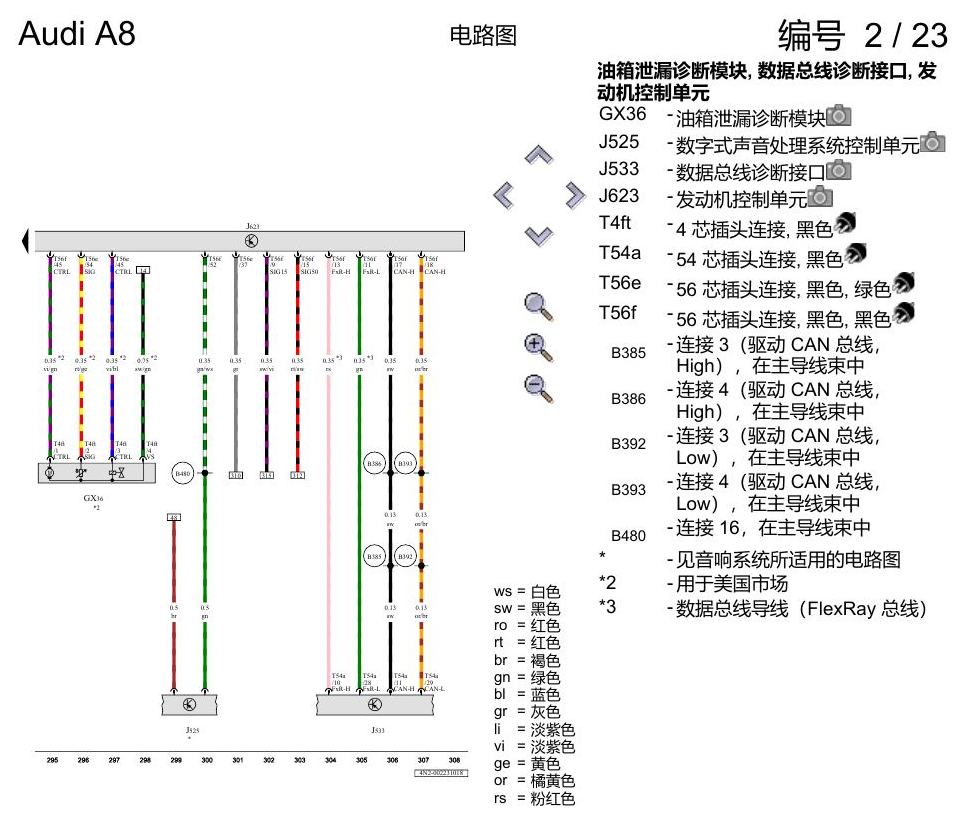 奥迪A8 D5 电路图 3.0 升汽油发动机 , CZSE,CZSA 电路图