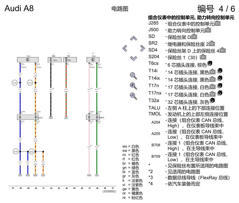 奥迪A8 D5 电路图 8 挡自动变速箱 0D5-0D6 , (G1G) 电路图