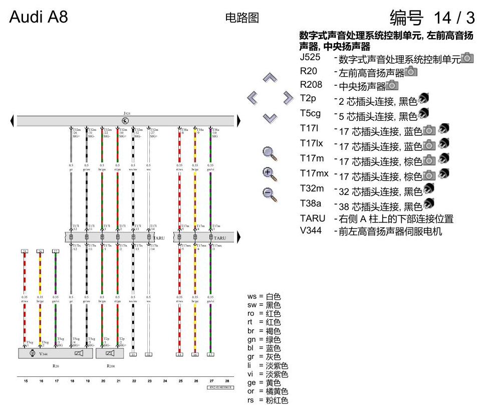 奥迪A8 D5 电路图 Bang & Olufsen 音响系统 , (8RF) 电路图