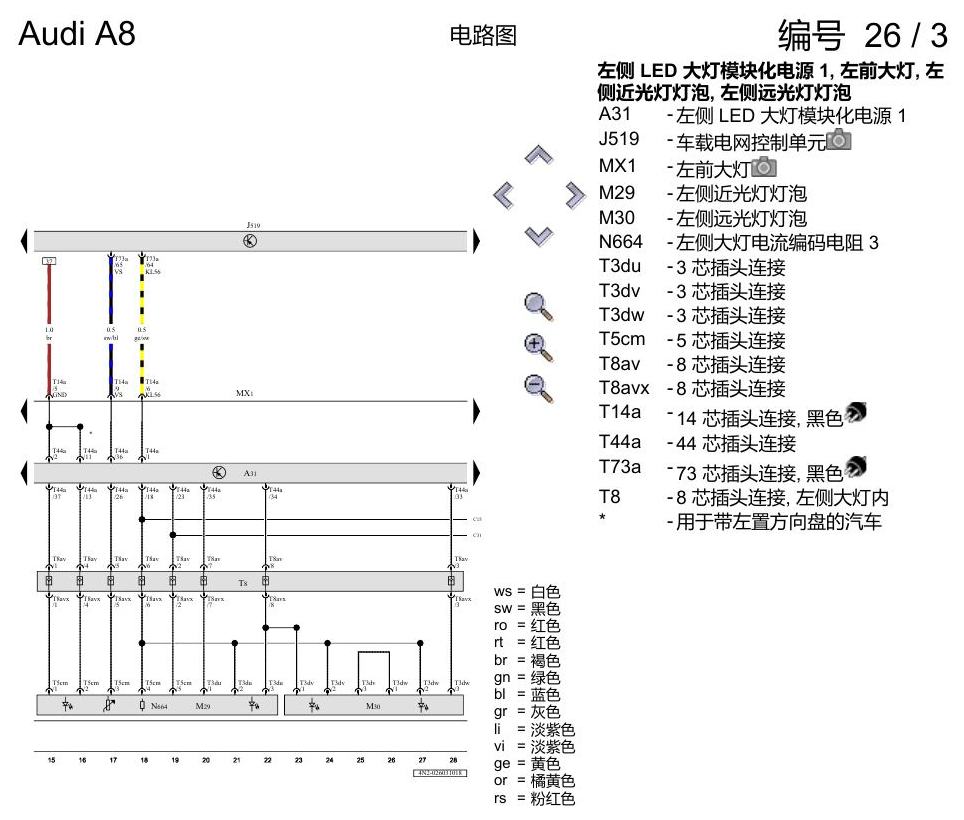 奥迪A8 D5 电路图 LED 大灯 , (8G1) 电路图