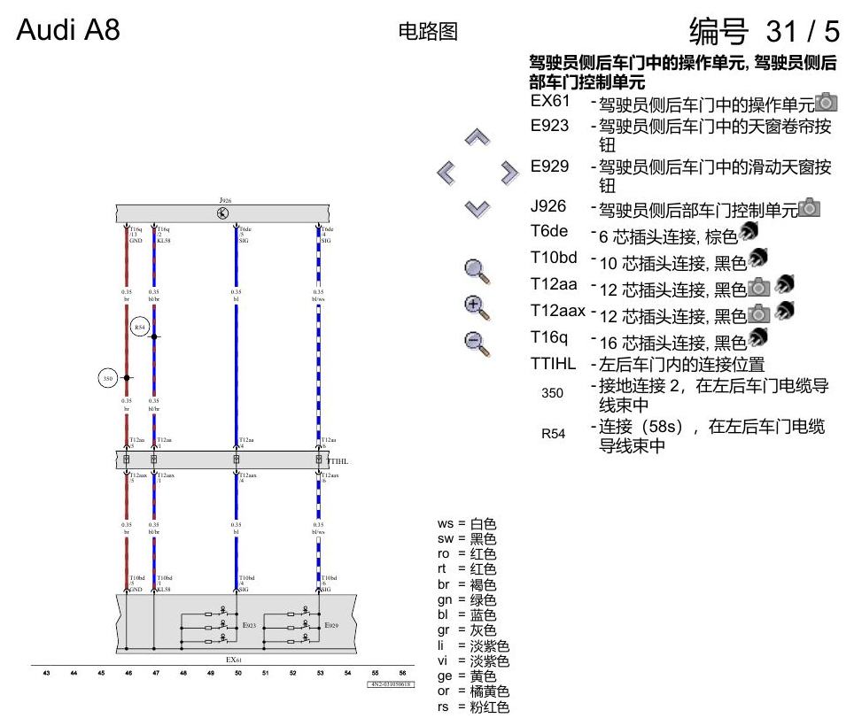 奥迪A8 D5 电路图 全景滑动天窗 , (3FB),(3FU) 电路图