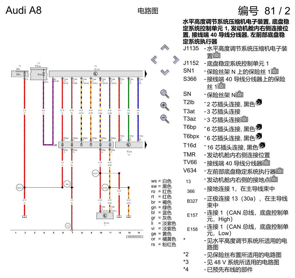 奥迪A8 D5 电路图 动态摆动稳定系统 , (2MQ) 电路图