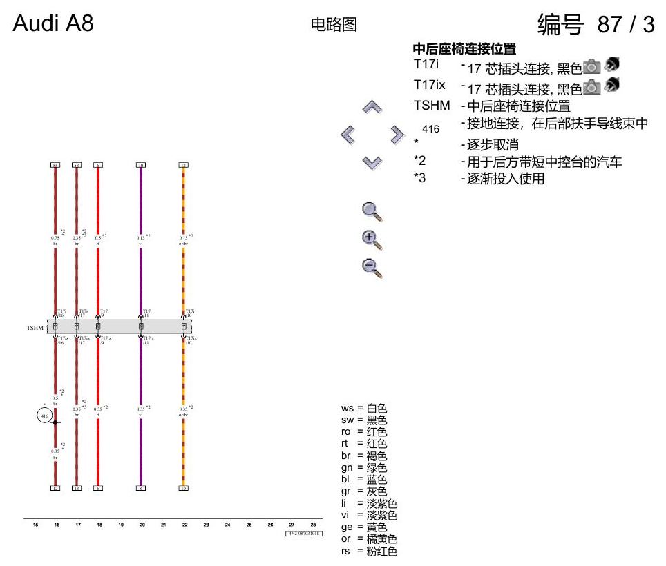 奥迪A8 D5 电路图 后排座椅操作单元 , (QW5) 电路图