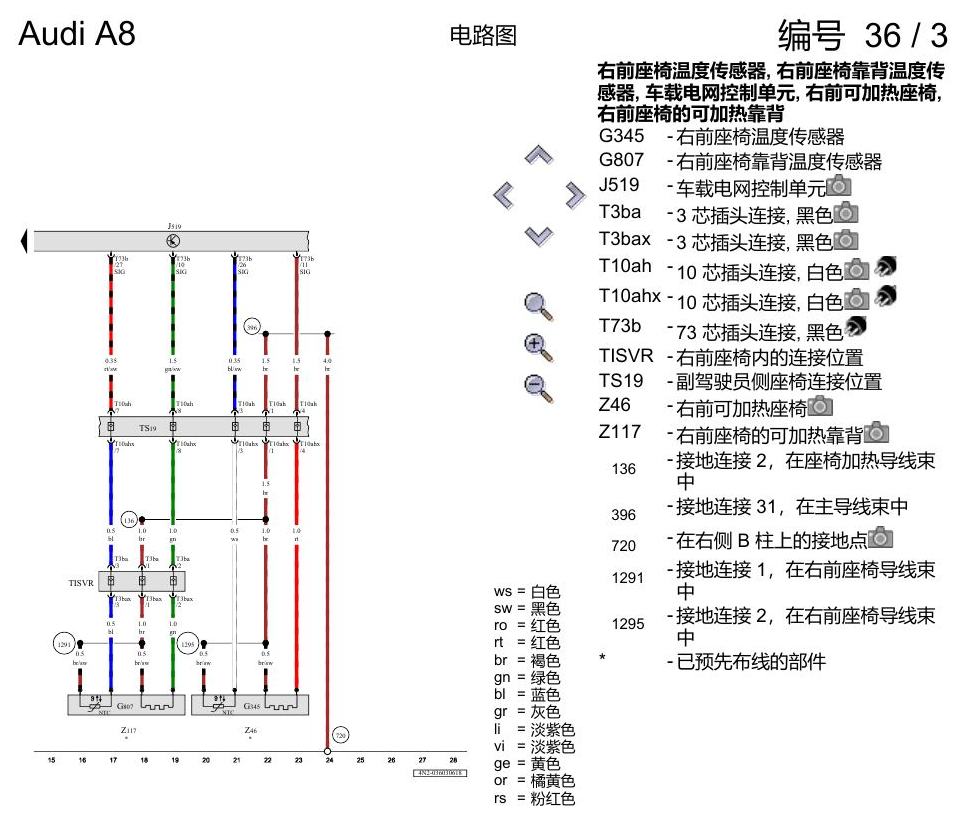奥迪A8 D5 电路图 座椅加热装置 , (Q1A),(L0L) 电路图
