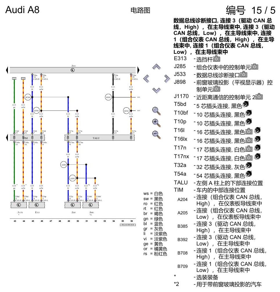 奥迪A8 D5 电路图 数据总线联网 电路图