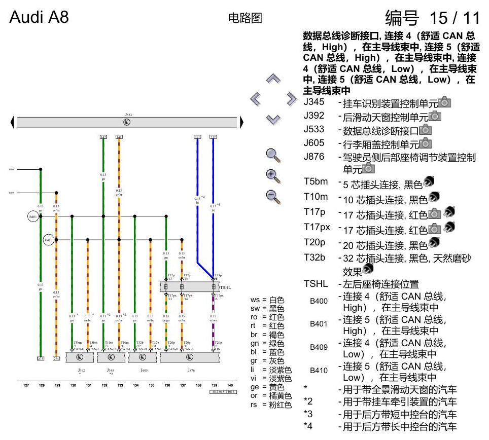奥迪A8 D5 电路图 数据总线联网 电路图