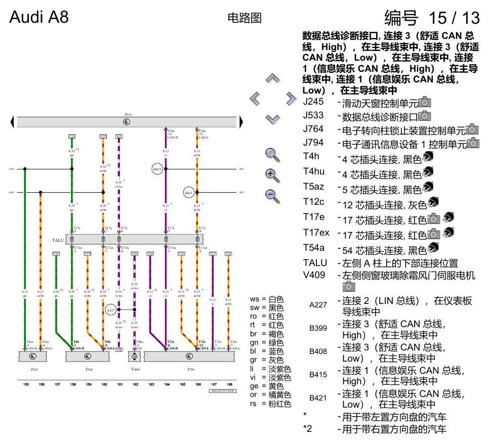奥迪A8 D5 电路图 数据总线联网 电路图