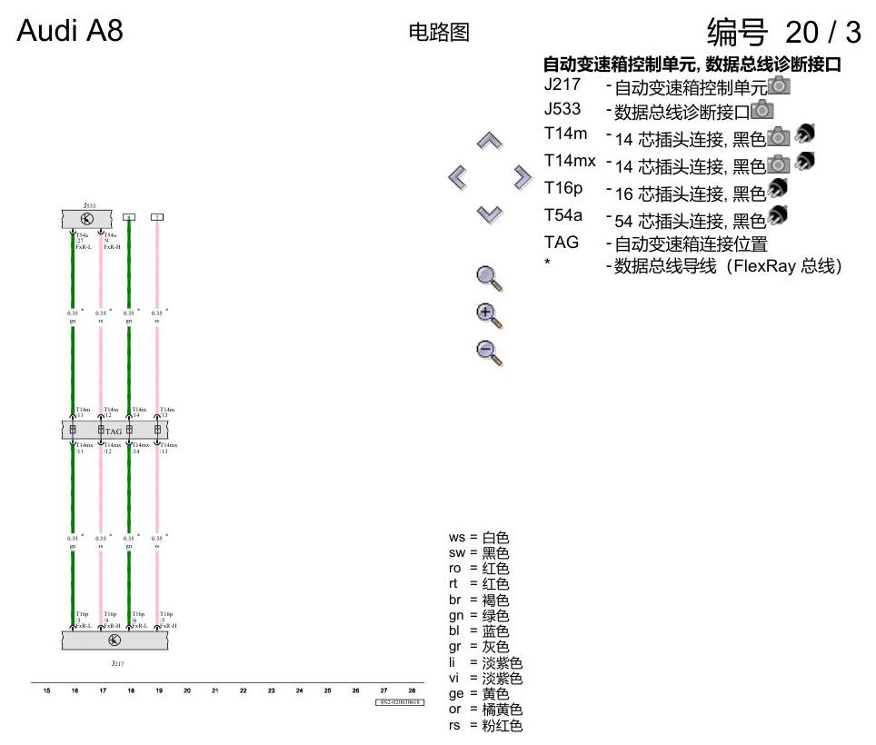 奥迪A8 D5 电路图 机电式转向系 电路图