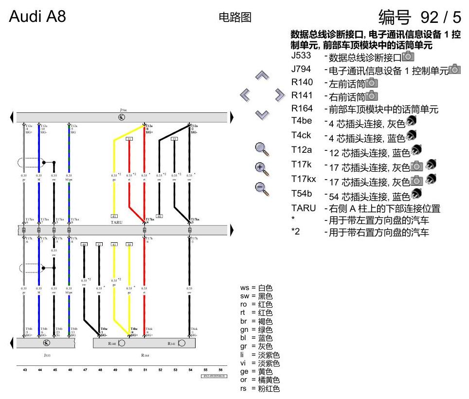 奥迪A8 D5 电路图 移动电话系统 , (9ZE),(9ZV),(9ZX) 电路图