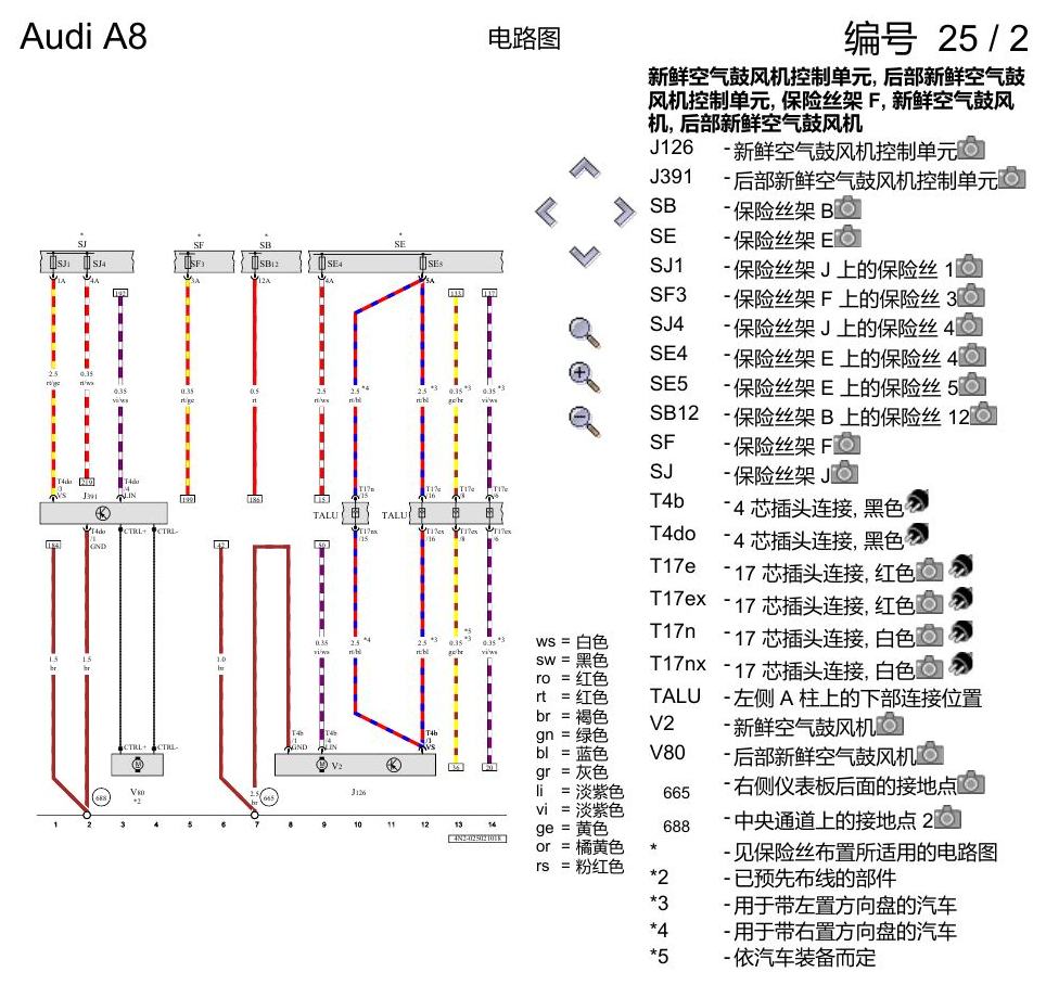 奥迪A8 D5 电路图 空调器 , (9AH) 电路图