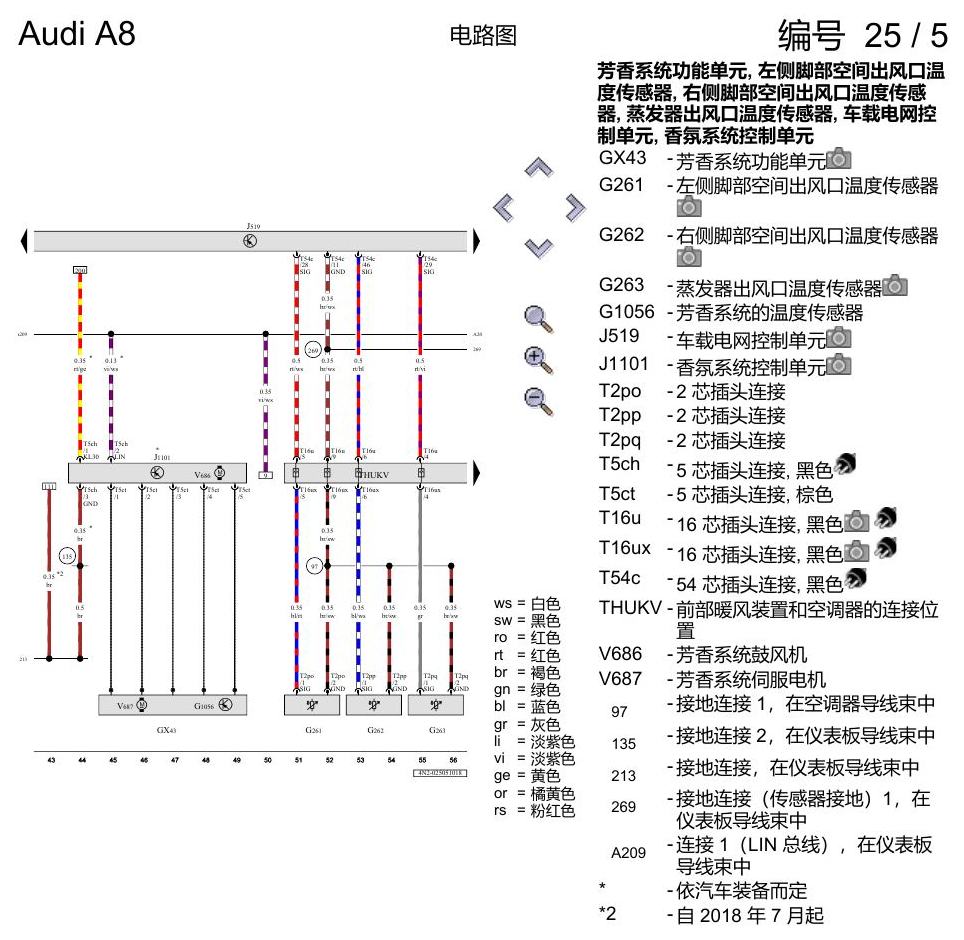 奥迪A8 D5 电路图 空调器 , (9AH) 电路图