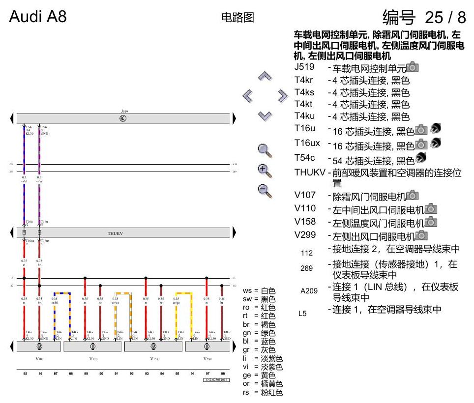 奥迪A8 D5 电路图 空调器 , (9AH) 电路图