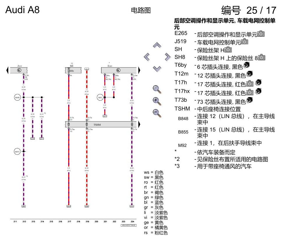 奥迪A8 D5 电路图 空调器 , (9AH) 电路图