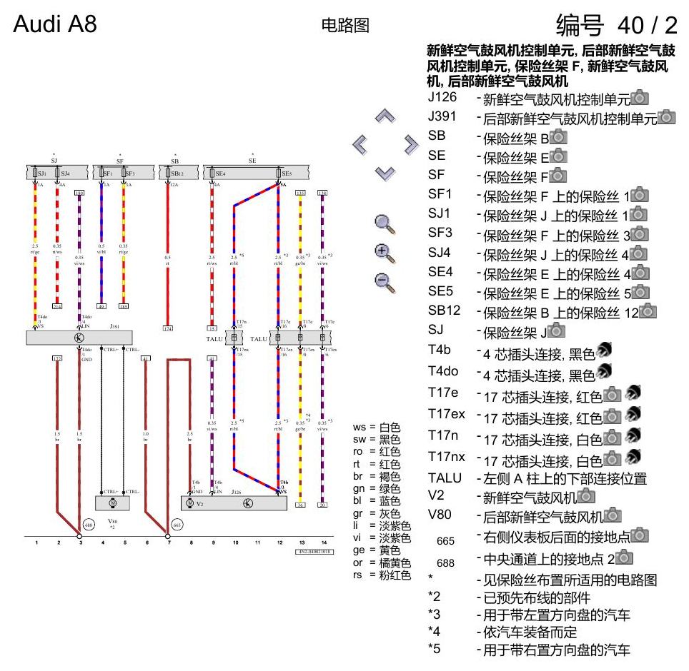 奥迪A8 D5 电路图 空调器 , (9AU),(KK2) 电路图
