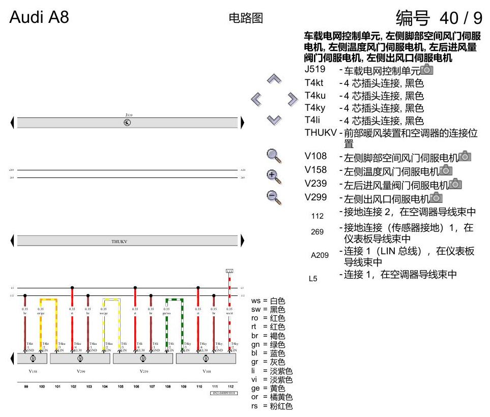 奥迪A8 D5 电路图 空调器 , (9AU),(KK2) 电路图