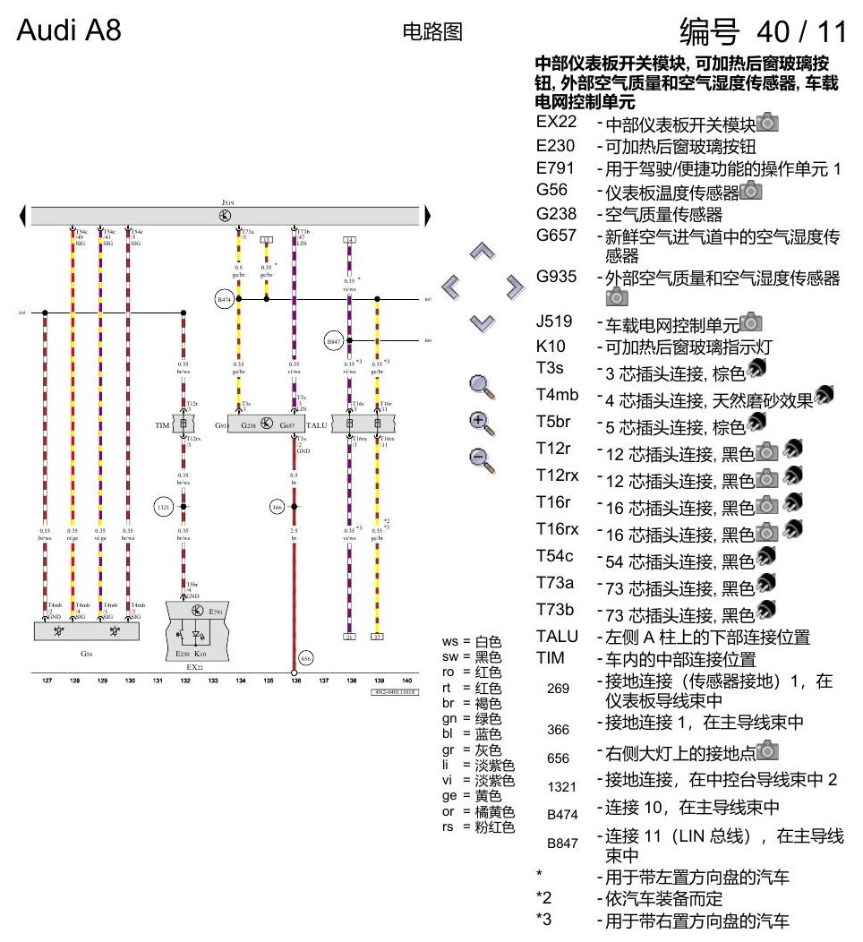 奥迪A8 D5 电路图 空调器 , (9AU),(KK2) 电路图