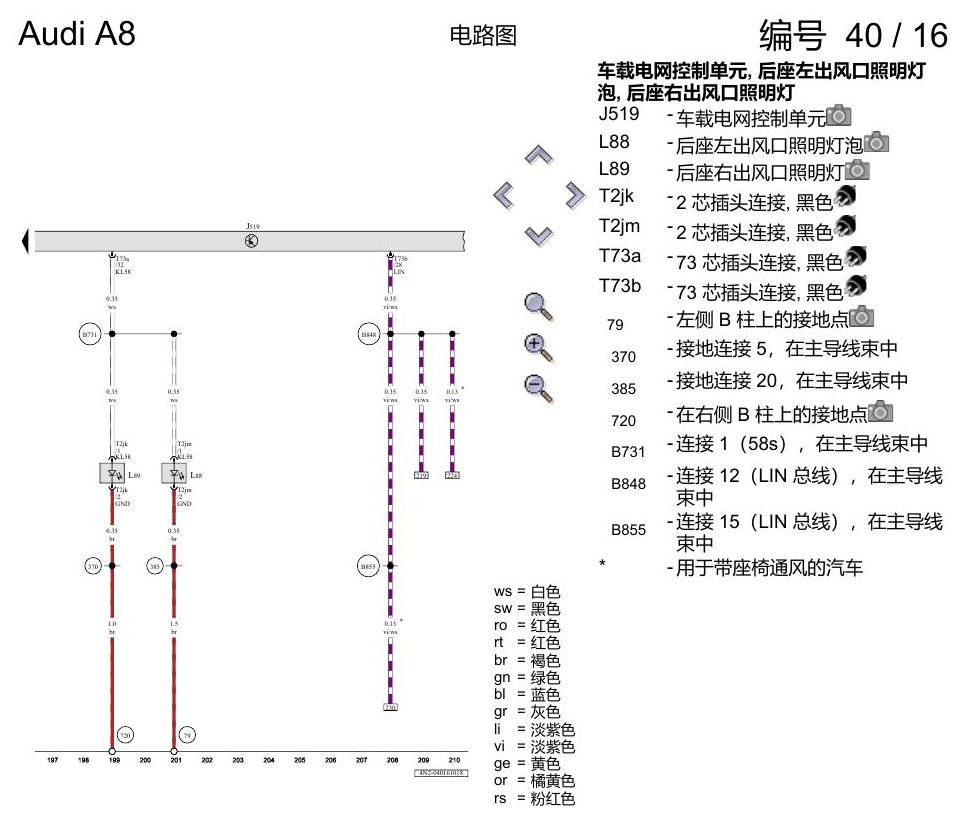 奥迪A8 D5 电路图 空调器 , (9AU),(KK2) 电路图