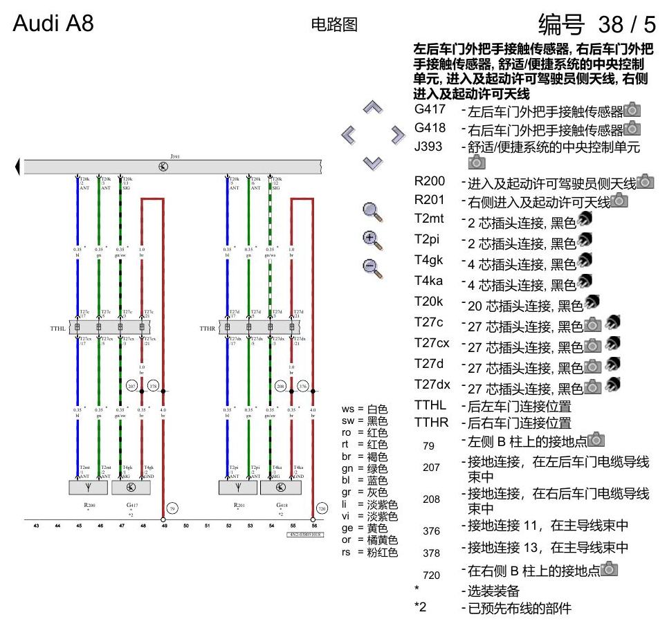 奥迪A8 D5 电路图 进入及起动许可 , (2F0) 电路图