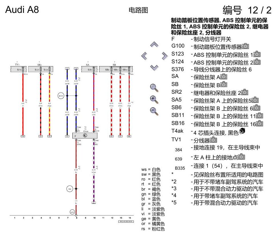 奥迪A8 D5 电路图 防抱死制动系统(ABS) 电路图