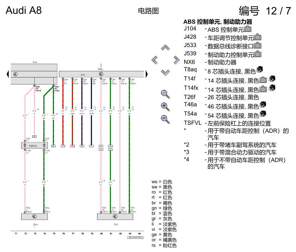 奥迪A8 D5 电路图 防抱死制动系统(ABS) 电路图