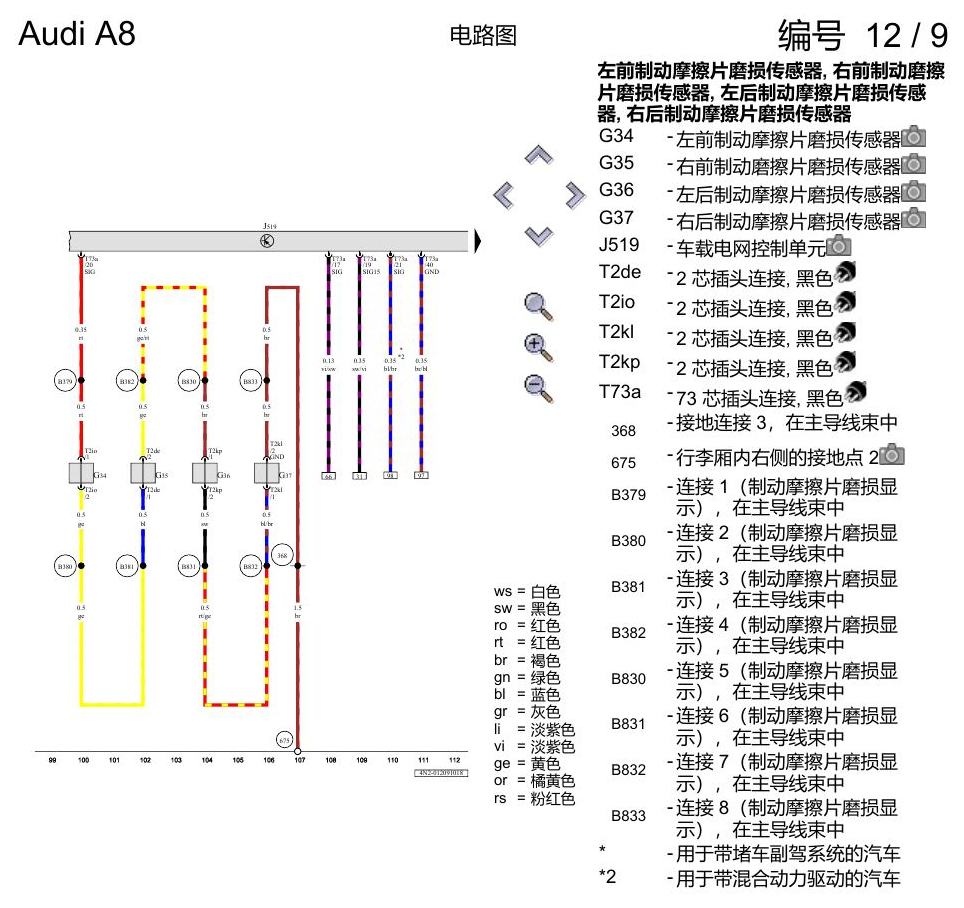 奥迪A8 D5 电路图 防抱死制动系统(ABS) 电路图