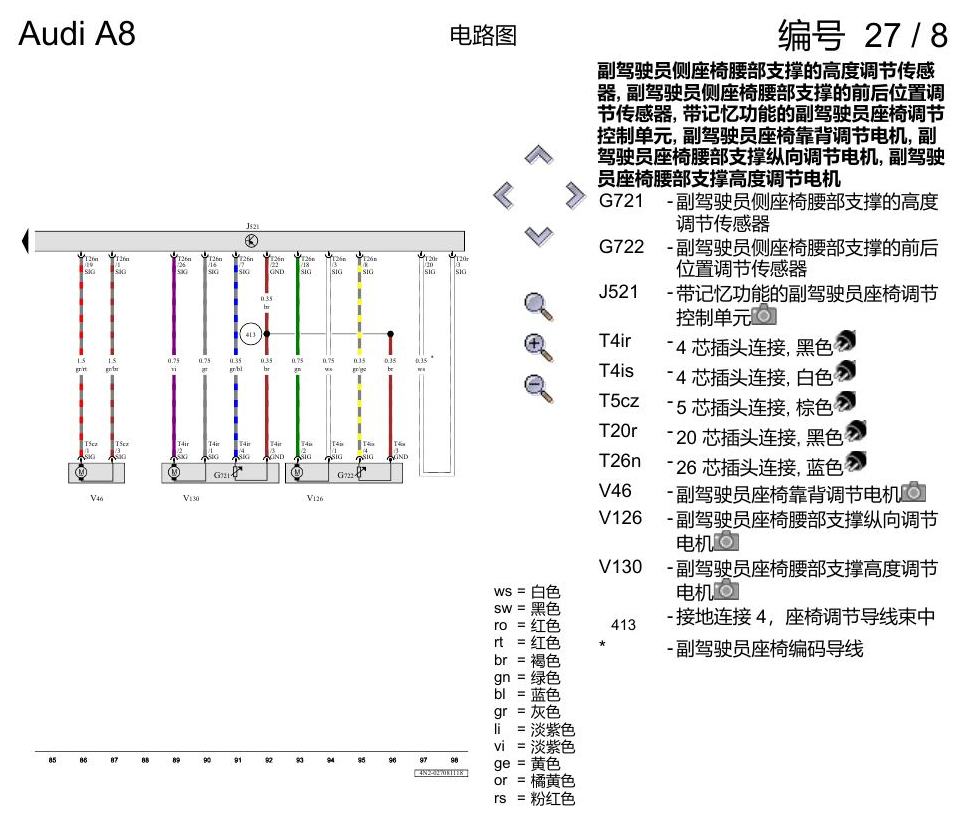 奥迪A8 D5 电路图 驾驶员和副驾驶员座椅调整功能 , (Q1A),(3PN) 电路图
