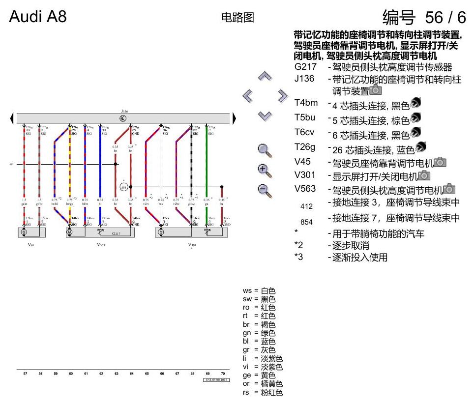 奥迪A8 D5 电路图 驾驶员和副驾驶员座椅调整功能 , (Q2X) 电路图