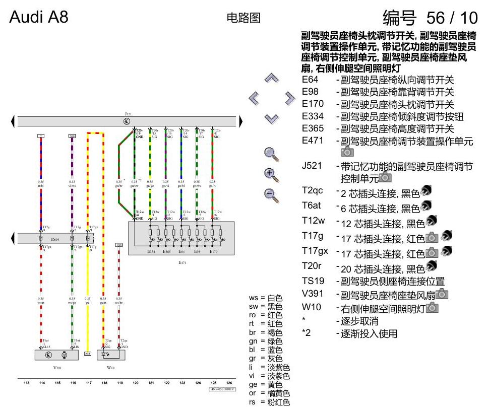 奥迪A8 D5 电路图 驾驶员和副驾驶员座椅调整功能 , (Q2X) 电路图