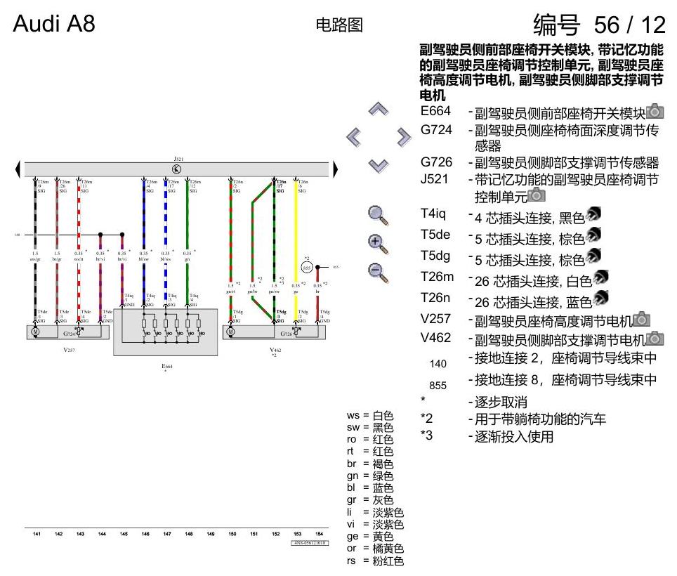 奥迪A8 D5 电路图 驾驶员和副驾驶员座椅调整功能 , (Q2X) 电路图