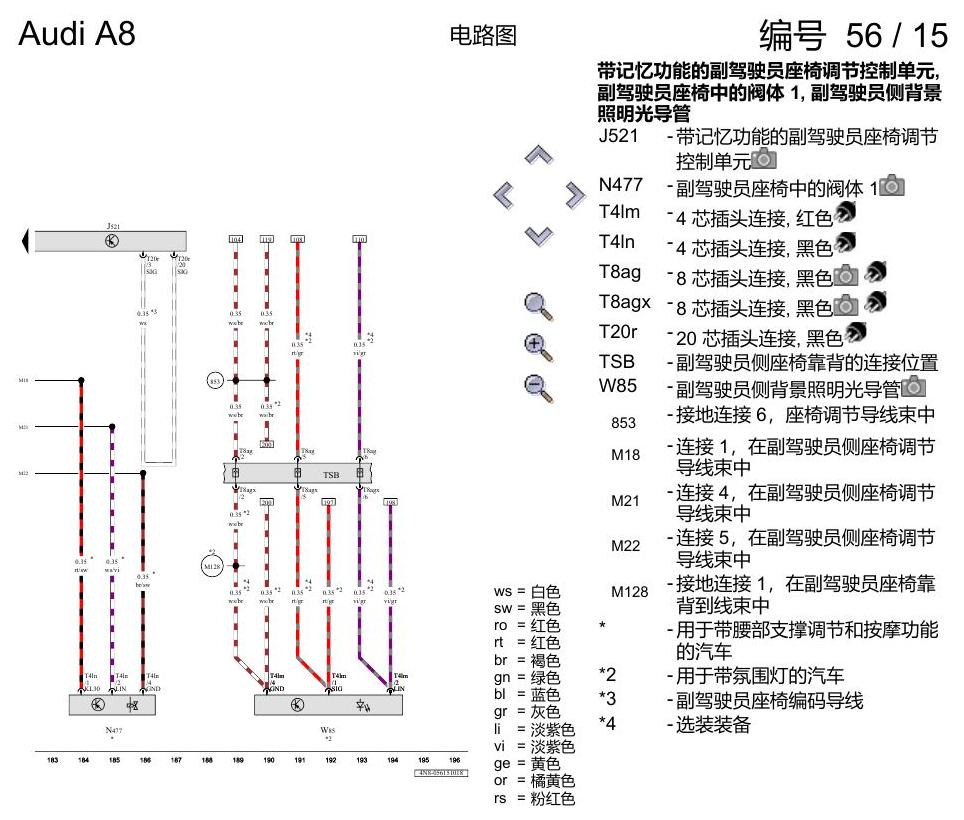 奥迪A8 D5 电路图 驾驶员和副驾驶员座椅调整功能 , (Q2X) 电路图